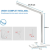 Lampi LED LBZ-00291 03 Lampă de Birou LED Pliabilă, Control Touch, 5 Culori de Lumină, 10 Trepte Intensitate, Protecție Ochi, Port USB Încărcare Telefon, Argintie