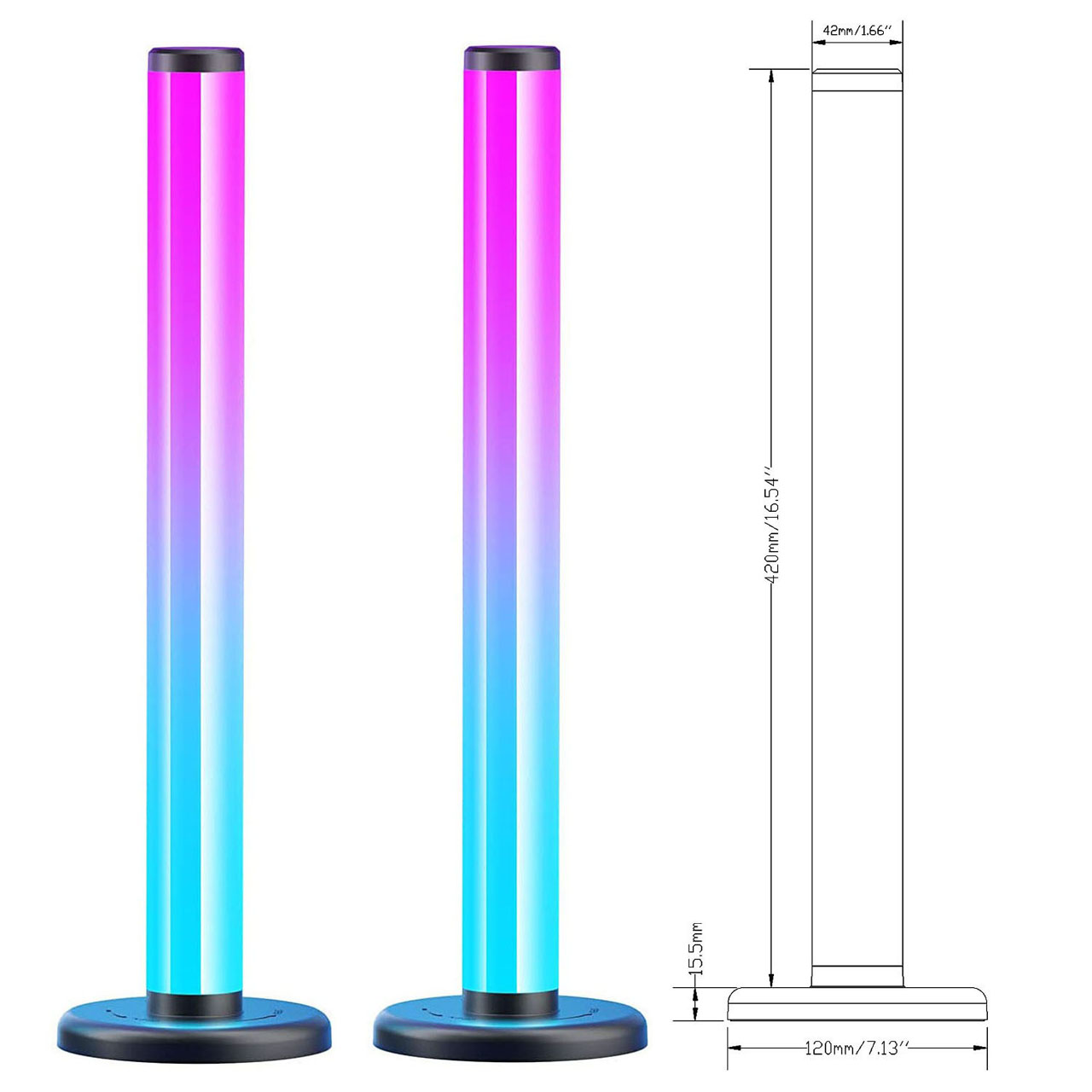 Lampi LED LBZ-00293 07 Set 2 Bare LED RGB Smart, Sincronizare cu Muzica, Control din Aplicație și Telecomandă, Lumină Ambientală pentru Gaming și TV