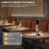 Lampi LED LBZ-00297 03 Lampă de Masă LED fără Fir, Reîncărcabilă Type-C, Control Touch, 3 Culori de Lumină, Dimabilă, 5200mAh, Neagră