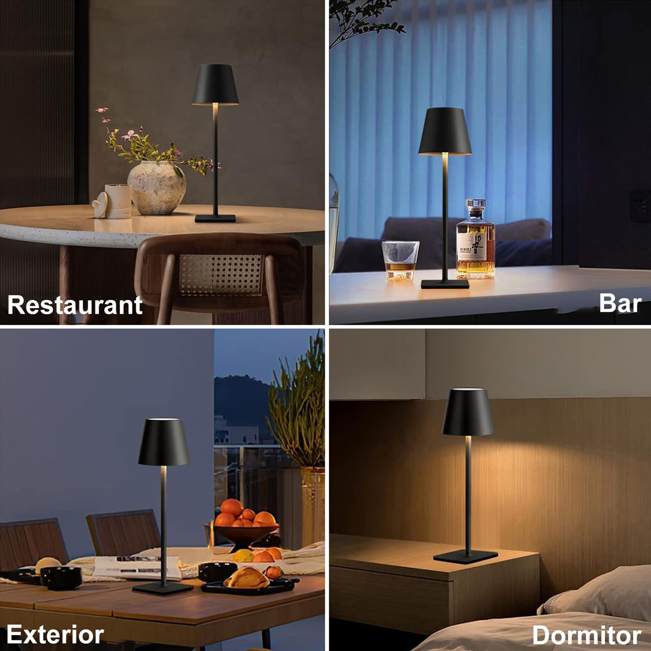 Lampi LED LBZ-00297 07 Lampă de Masă LED fără Fir, Reîncărcabilă Type-C, Control Touch, 3 Culori de Lumină, Dimabilă, 5200mAh, Neagră