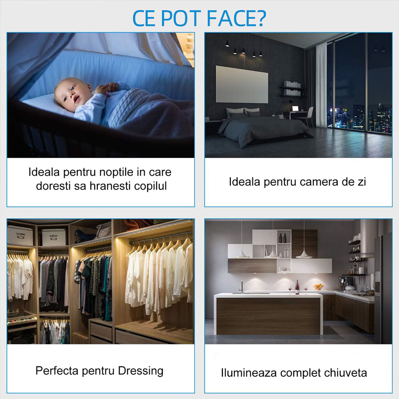Lampi LED LBZ-00467 03 Lampă LED cu Senzor de Mișcare pentru Dulap, 72 LED-uri, Reîncărcabilă USB, Montaj Magnetic fără Găurire, Lumină Rece, 40 cm