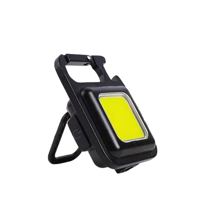 Lanterne LBZ-00194 01 Lanternă LED Mini Breloc COB, Reîncărcabilă Type-C, cu Carabină, Suport Rabatabil și Magnet, Desfăcător, Negru