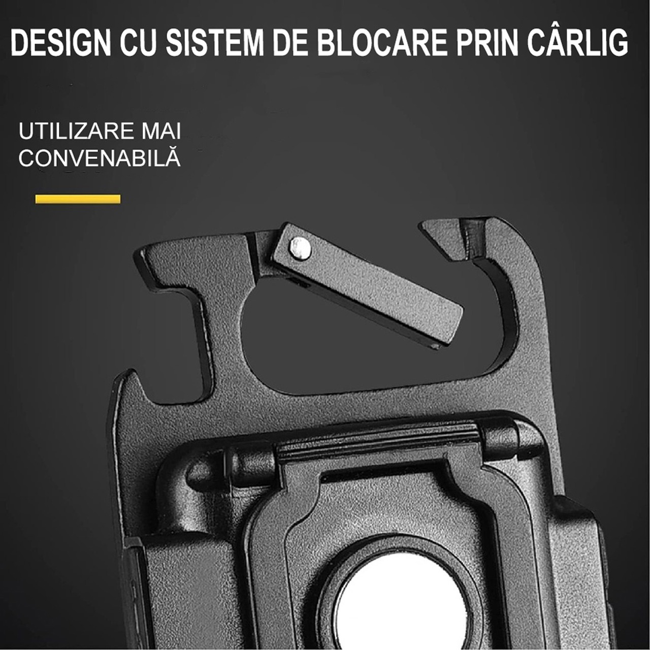 Lanterne LBZ-00194 02 Lanternă LED Mini Breloc COB, Reîncărcabilă Type-C, cu Carabină, Suport Rabatabil și Magnet, Desfăcător, Negru