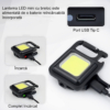 Lanterne LBZ-00194 05 Lanternă LED Mini Breloc COB, Reîncărcabilă Type-C, cu Carabină, Suport Rabatabil și Magnet, Desfăcător, Negru