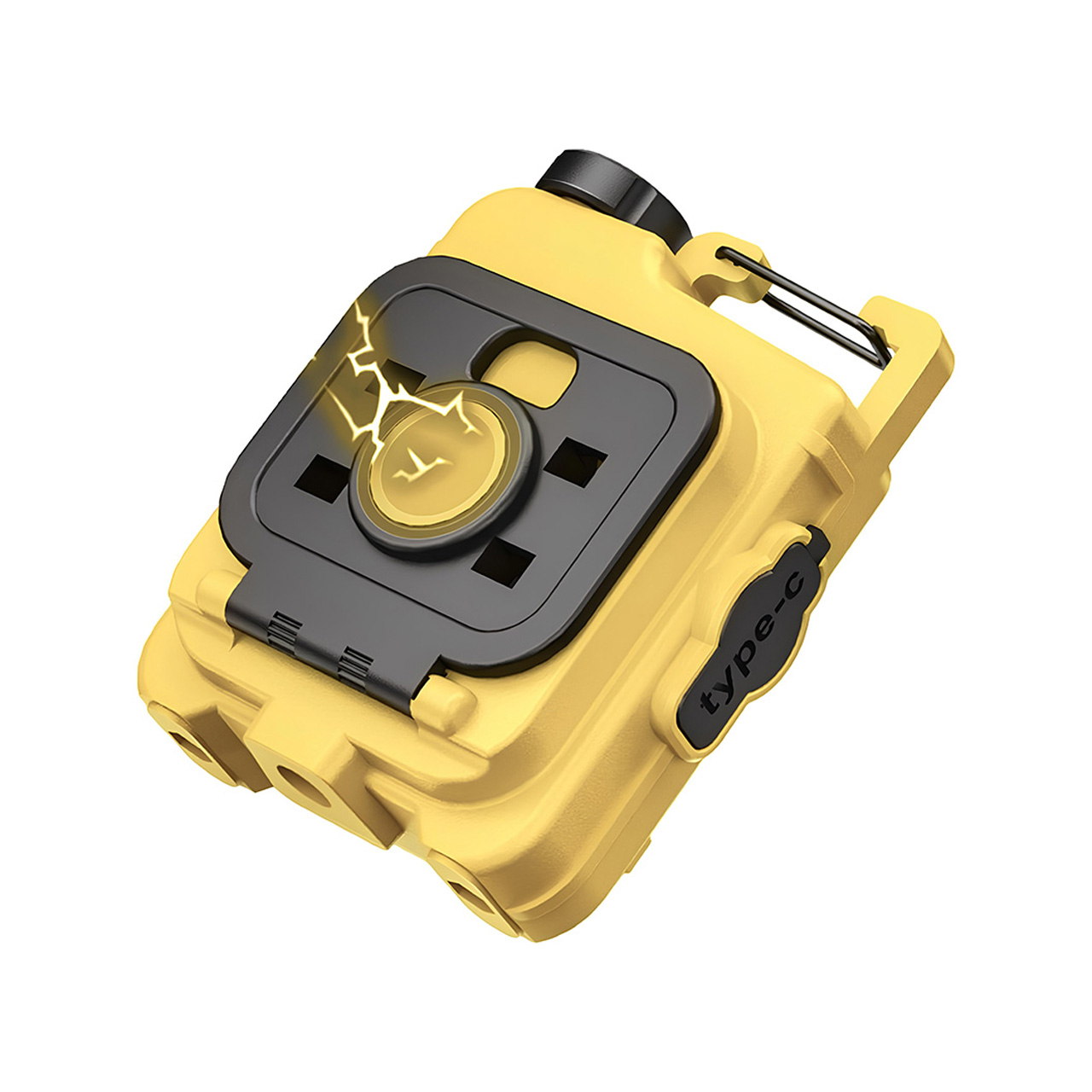 Lanterne LBZ-00204 02 Lanternă LED Mini Breloc COB, Reîncărcabilă Type-C, cu Carabină și Magnet, Lumină de Lucru, Galben