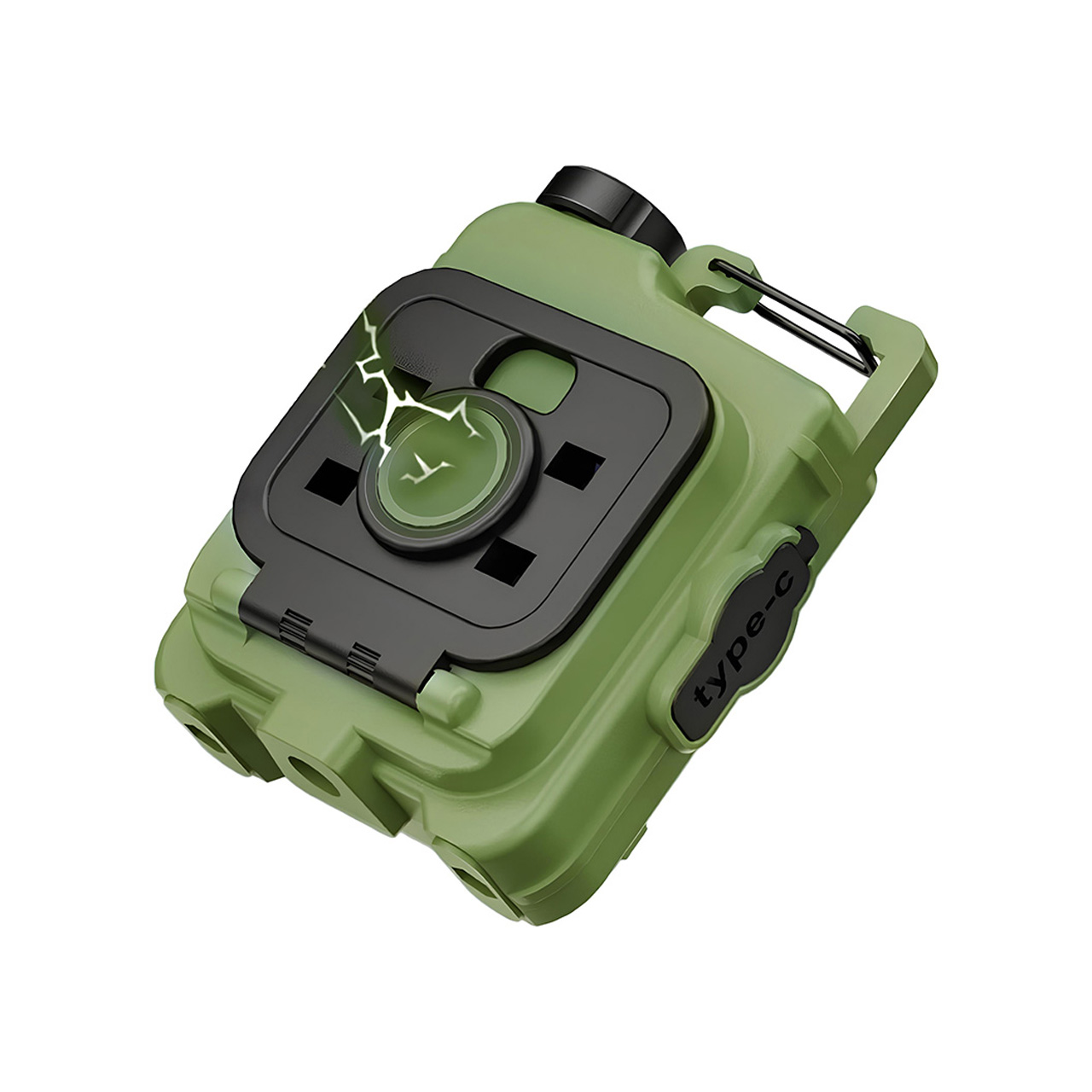 Lanterne LBZ-00206 03 Lanternă LED Mini Breloc COB, Reîncărcabilă Type-C, cu Carabină și Magnet, Lumină de Lucru, Verde