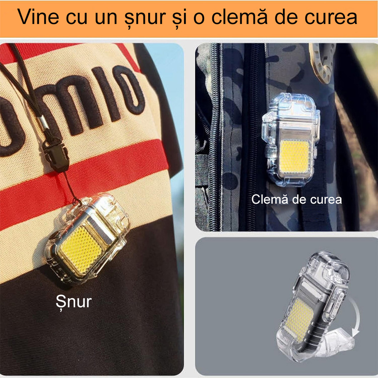 Lanterne LBZ-00213 02 Brichetă Electrică cu Arc Plasma și Lanternă COB, Reîncărcabilă Type-C, Carcasă Impermeabilă, Antivânt, Roșu