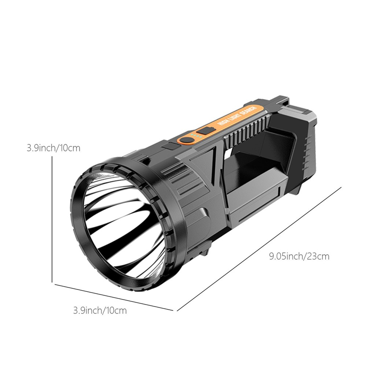 Lanterne LBZ-00215 06 Lanternă LED Puternică cu Mâner, Proiector Portabil, Reîncărcabilă USB, Lumină Laterală COB, Autonomie până la 24h, Negru