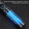 Lanterne LBZ-00216 07 Lanternă LED Puternică cu Zoom, Încărcare Rapidă Type-C, Afișaj Digital, Funcție Power Bank, 1800mAh, Negru