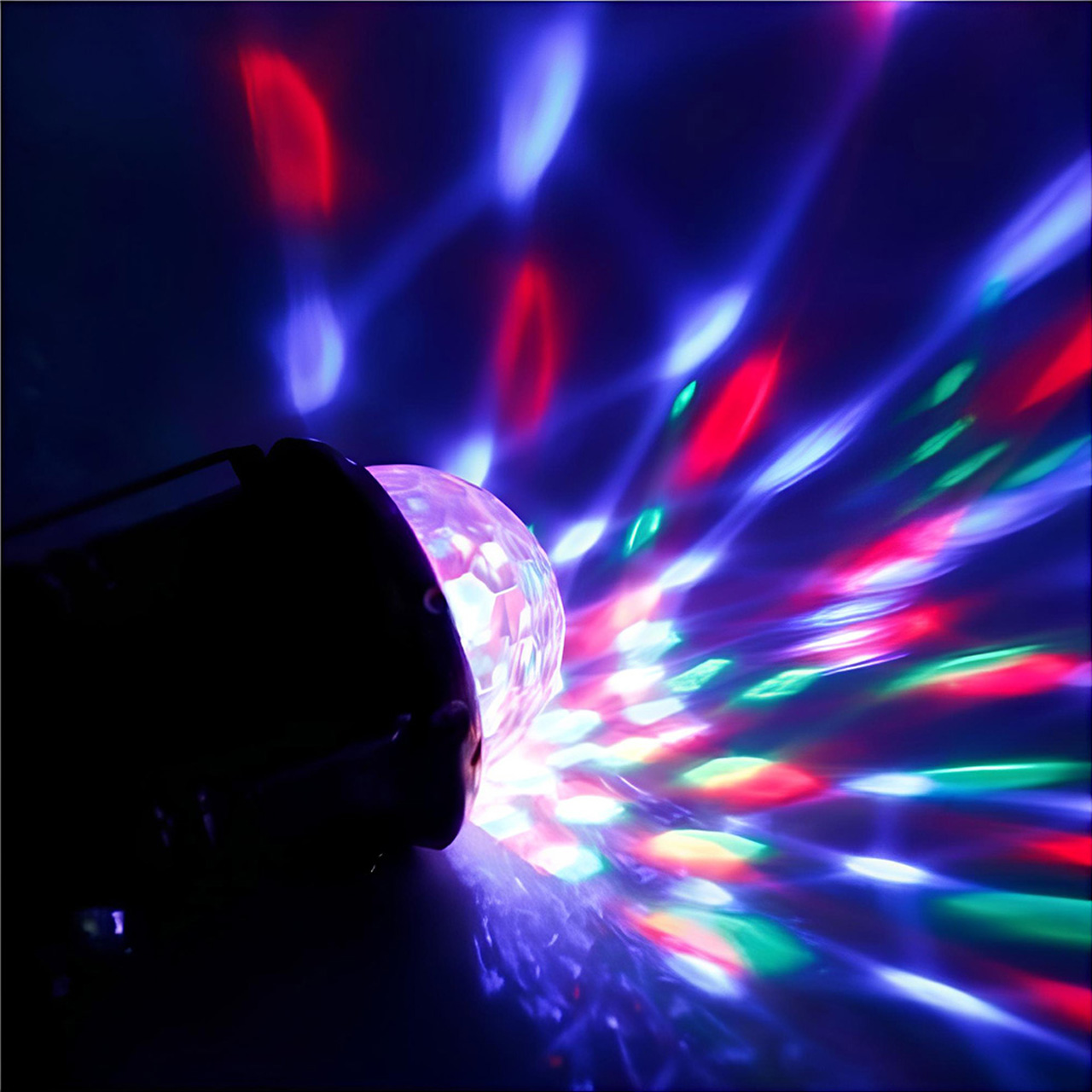 Lanterne LBZ-00218 04 Felinar LED Camping Pliabil, Reîncărcabil USB și Solar, Glob Disco RGB, Lumină Albă Rece, Albastru