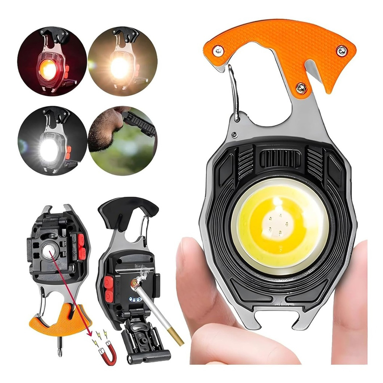 Lanterne LBZ-00231 01 Breloc multifuncțional LED W5147 cu lanternă COB, brichetă USB, fluier și desfăcător