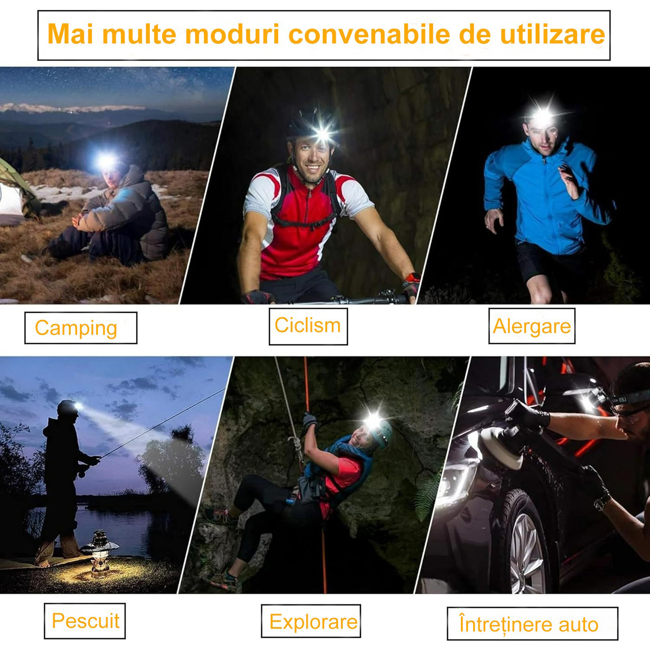 Lanterne LBZ-00301 07 Lanternă frontală LED reîncărcabilă, 6000 lm, 3 LED-uri Cree, 2 acumulatori incluși