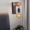 Lustre LED LBZ-00260 06 Aplică vintage de perete cu lemn, soclu E27, design industrial, neagră
