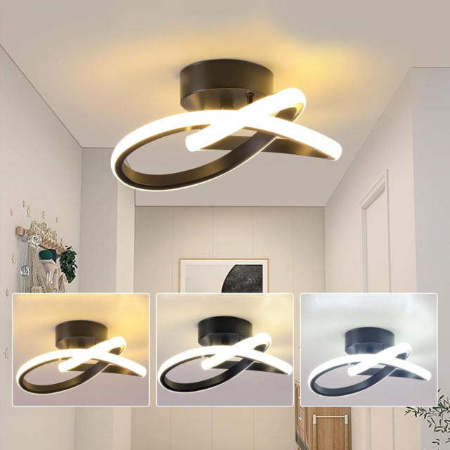 Lustre LED LBZ-00304 01 Lustră LED 20W tip spirală, lumină caldă/neutră/rece, design modern, neagră