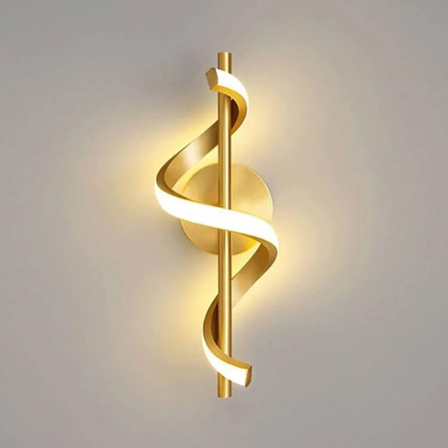 Lustre LED LBZ-00306 01 Aplică LED de Perete 20W, Design Spirală Artistică, 3 Culori de Lumină Alb Cald/Neutru/Rece, Auriu, Iluminat Interior Modern