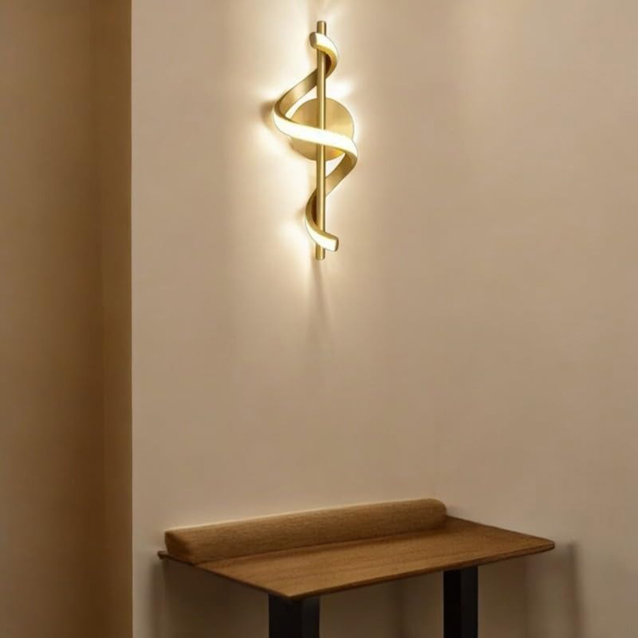 Lustre LED LBZ-00306 07 Aplică LED de Perete 20W, Design Spirală Artistică, 3 Culori de Lumină Alb Cald/Neutru/Rece, Auriu, Iluminat Interior Modern