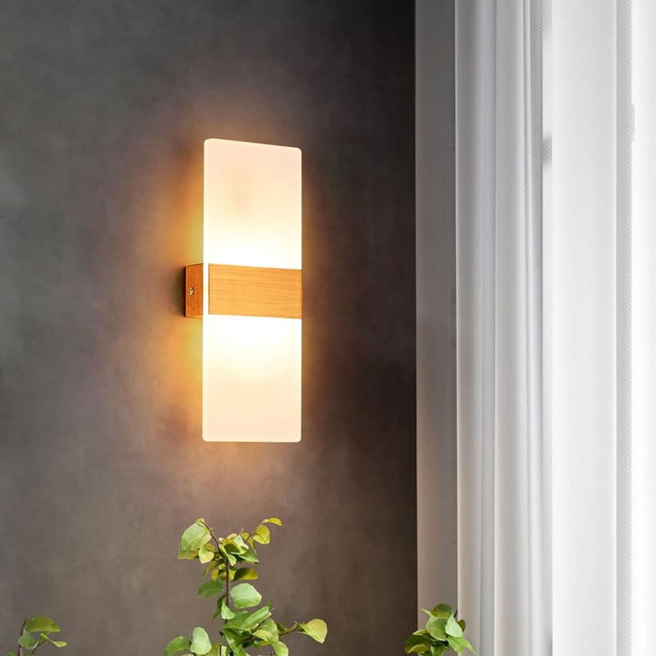 Aplică LED de perete 20W, 3 temperaturi de culoare, aspect lemn, 27x10 cm