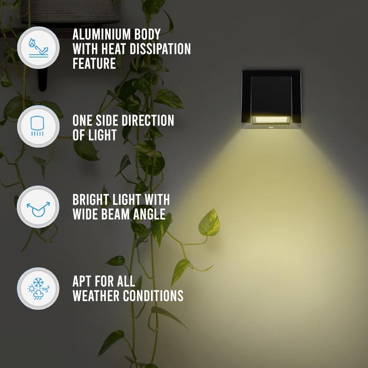 Lustre LED LBZ-00308 04 Aplică LED de exterior 20W, lumină caldă 2700K, aluminiu, finisaj negru mat