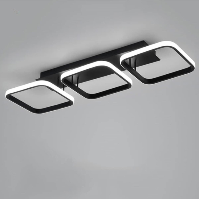 Lustre LED LBZ-00310 01 Plafonieră LED cu 3 pătrate, 32W, lumină caldă/neutră/rece, neagră