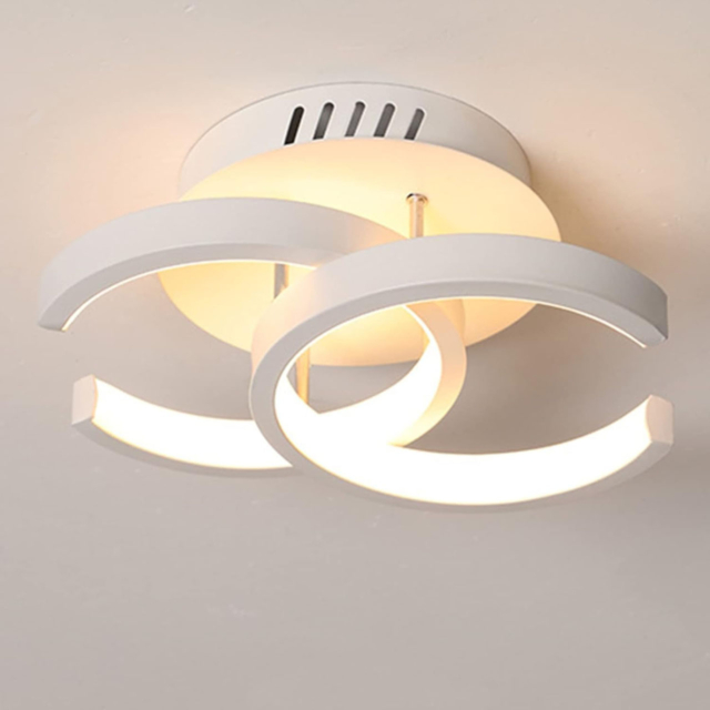 Lustră LED cu 2 cercuri deschise, 20W, lumină caldă/neutră/rece, albă