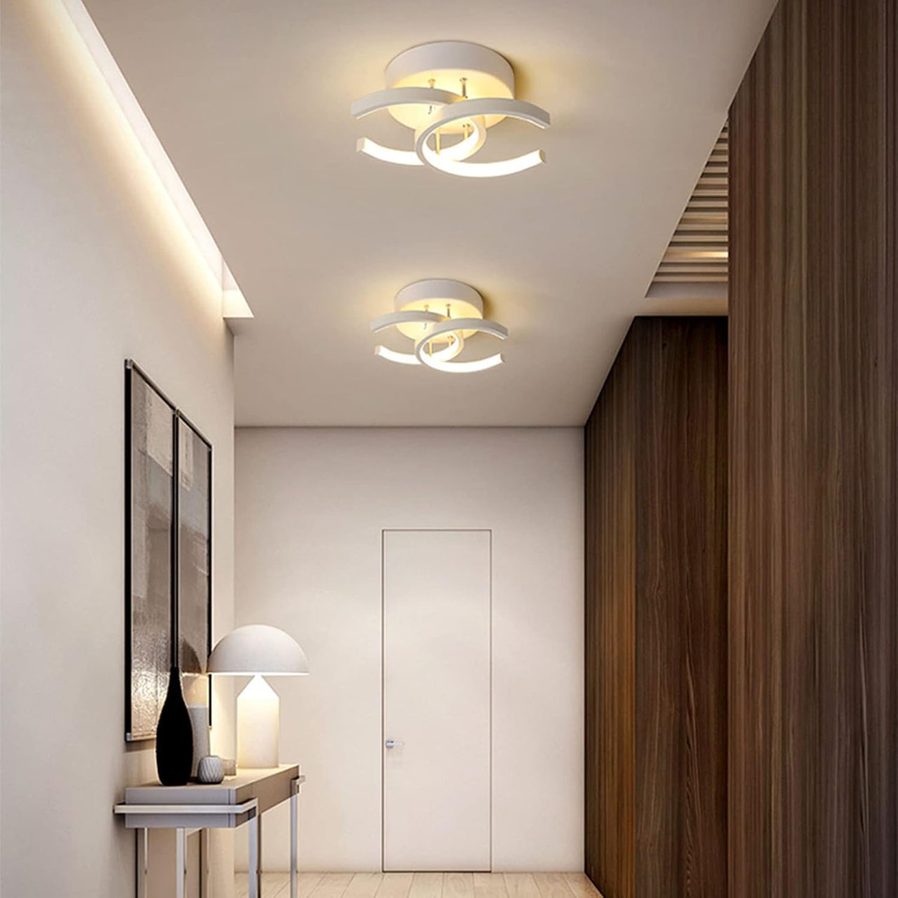 Lustră LED cu 2 cercuri deschise, 20W, lumină caldă/neutră/rece, albă