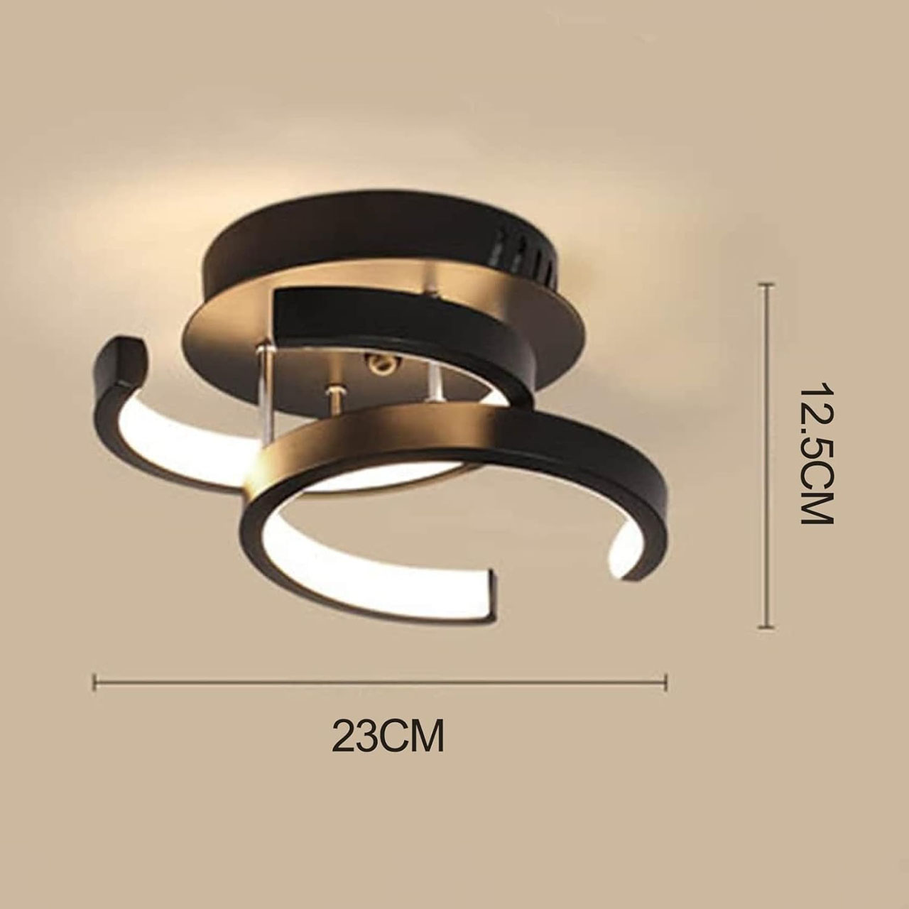 Lustră LED cu 2 cercuri deschise, 20W, lumină caldă/neutră/rece, neagră