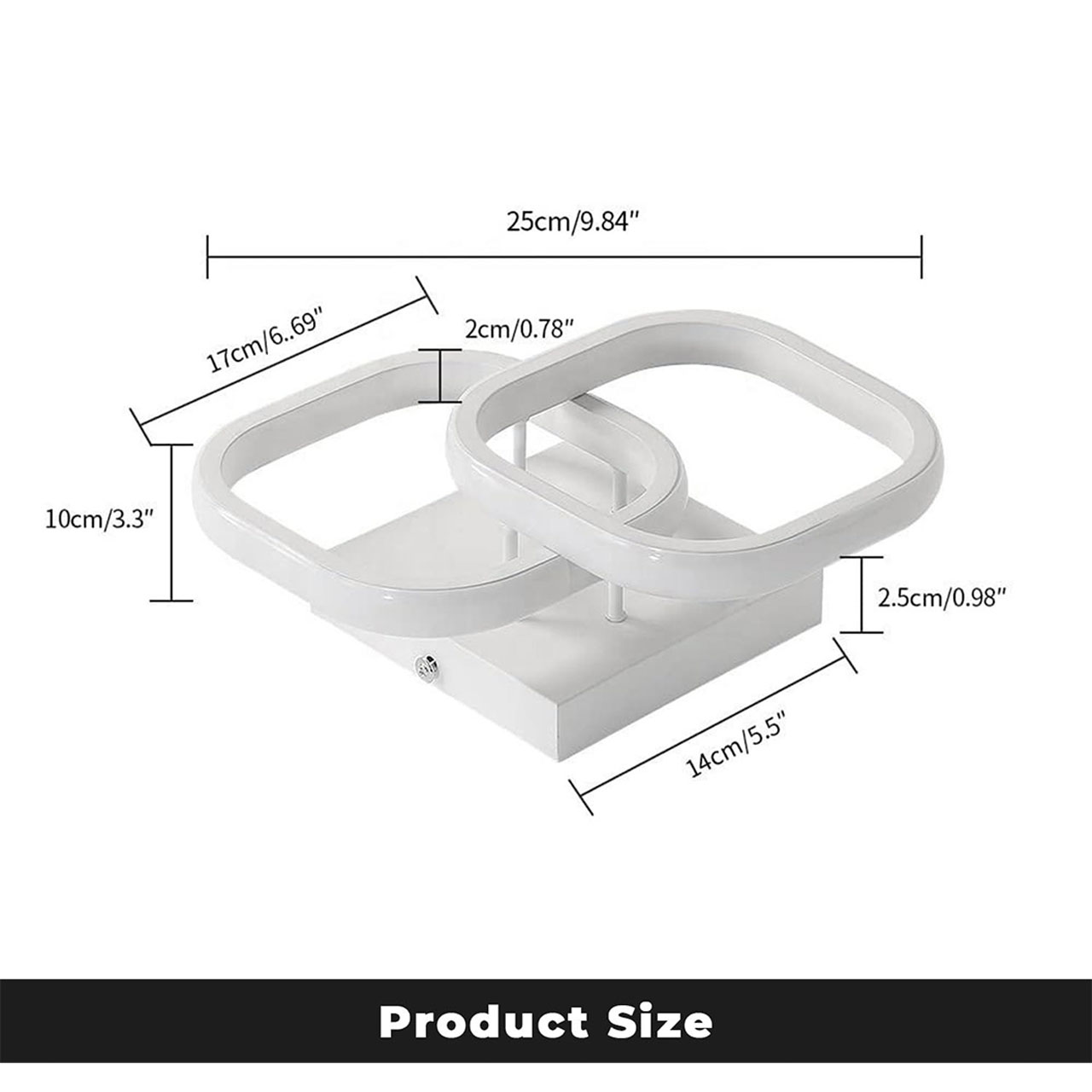 Lustre LED LBZ-00575 06 Lustră LED cu 2 pătrate, 20W, lumină caldă/neutră/rece, albă