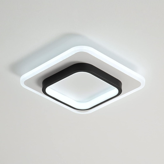 Lustre LED LBZ-00577 01 Lustră LED cu 2 pătrate, 20W, lumină caldă/neutră/rece, alb-negru