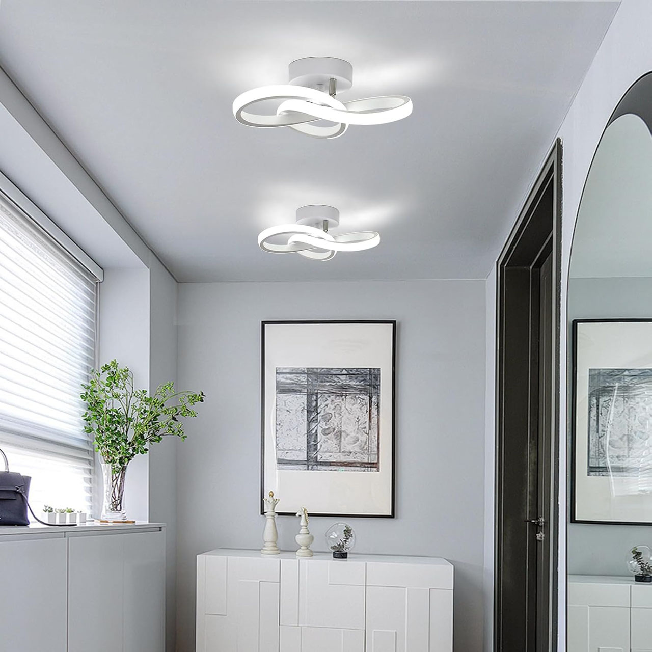 Lustre LED LBZ-00578 04 Lustră LED 20W tip spirală, lumină caldă/neutră/rece, design modern, albă