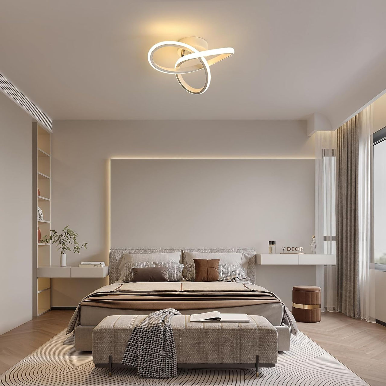 Lustre LED LBZ-00578 08 Lustră LED 20W tip spirală, lumină caldă/neutră/rece, design modern, albă
