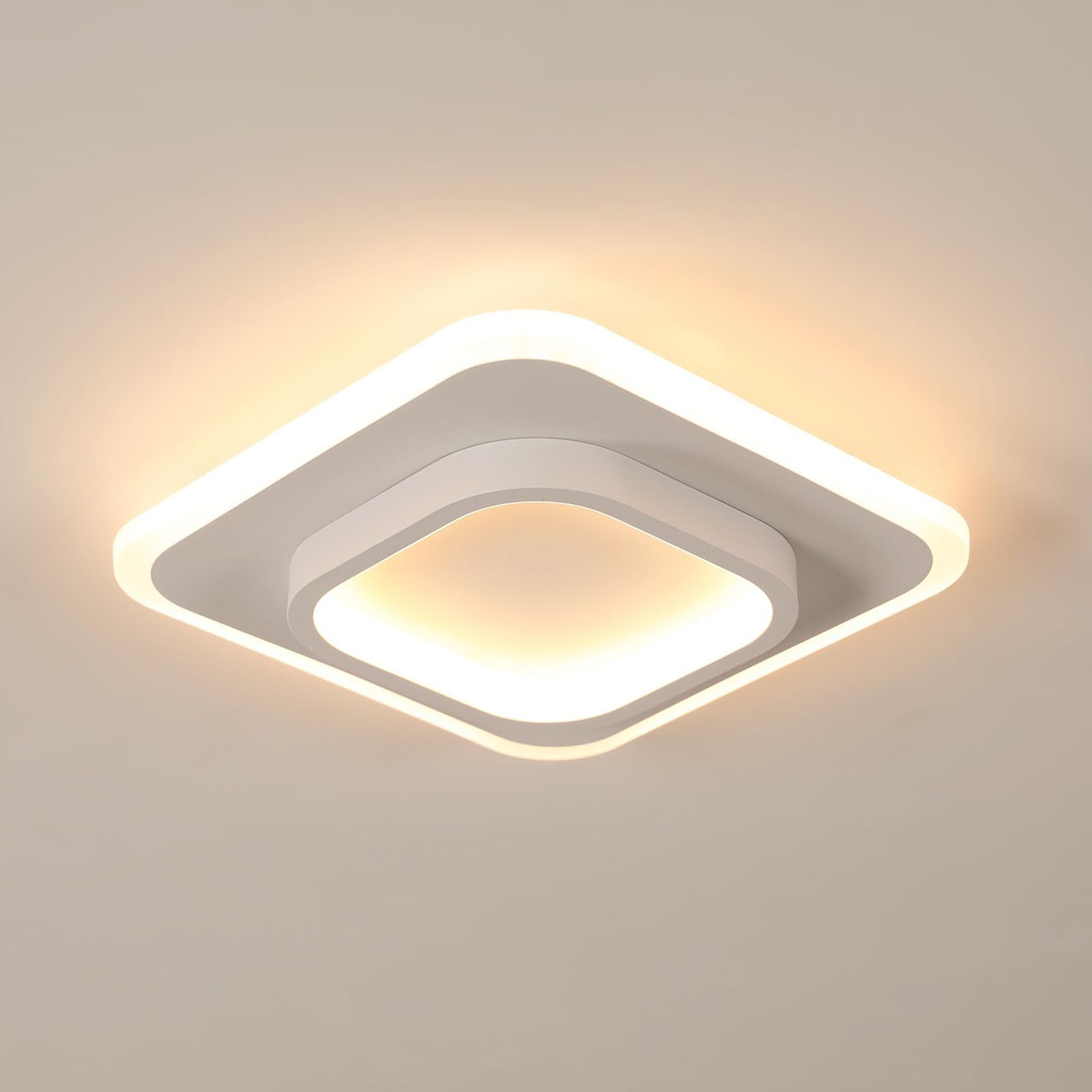 Lustre LED LBZ-00579 01 Lustră LED cu 2 pătrate, 20W, lumină caldă/neutră/rece, albă
