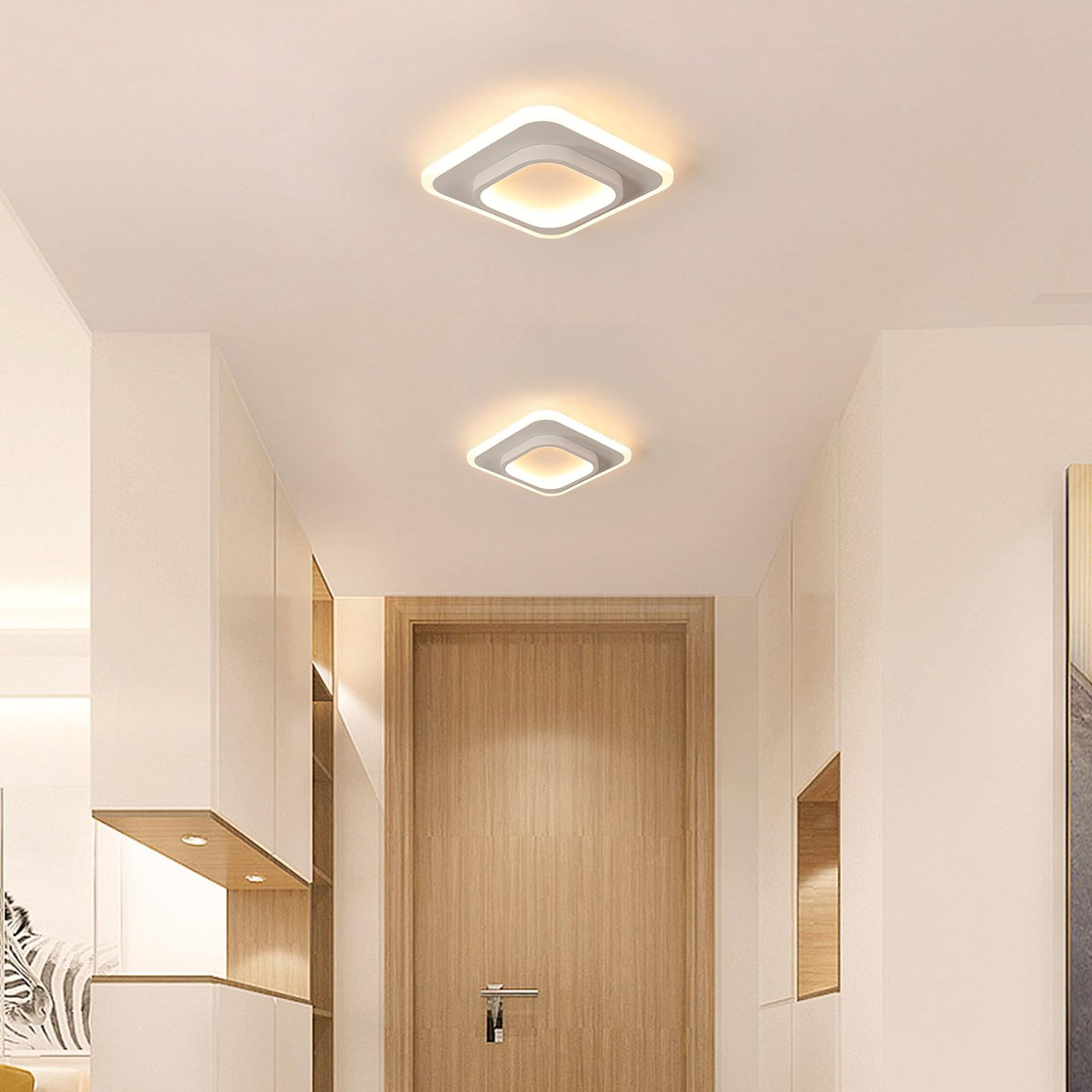 Lustre LED LBZ-00579 02 Lustră LED cu 2 pătrate, 20W, lumină caldă/neutră/rece, albă