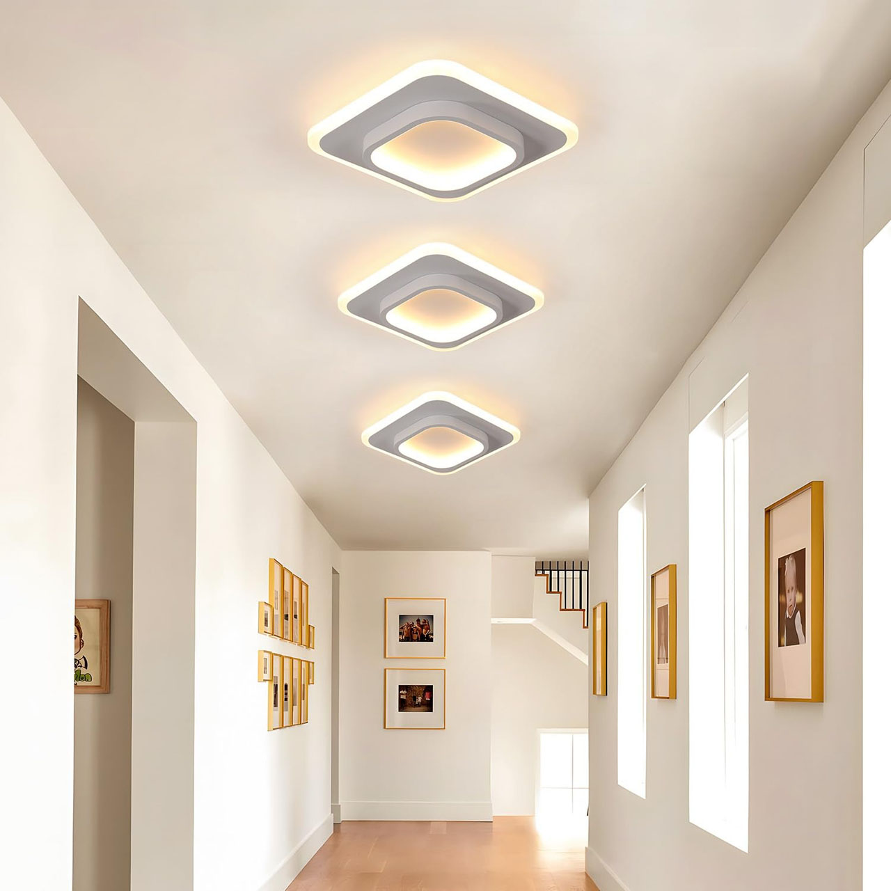 Lustre LED LBZ-00579 06 Lustră LED cu 2 pătrate, 20W, lumină caldă/neutră/rece, albă