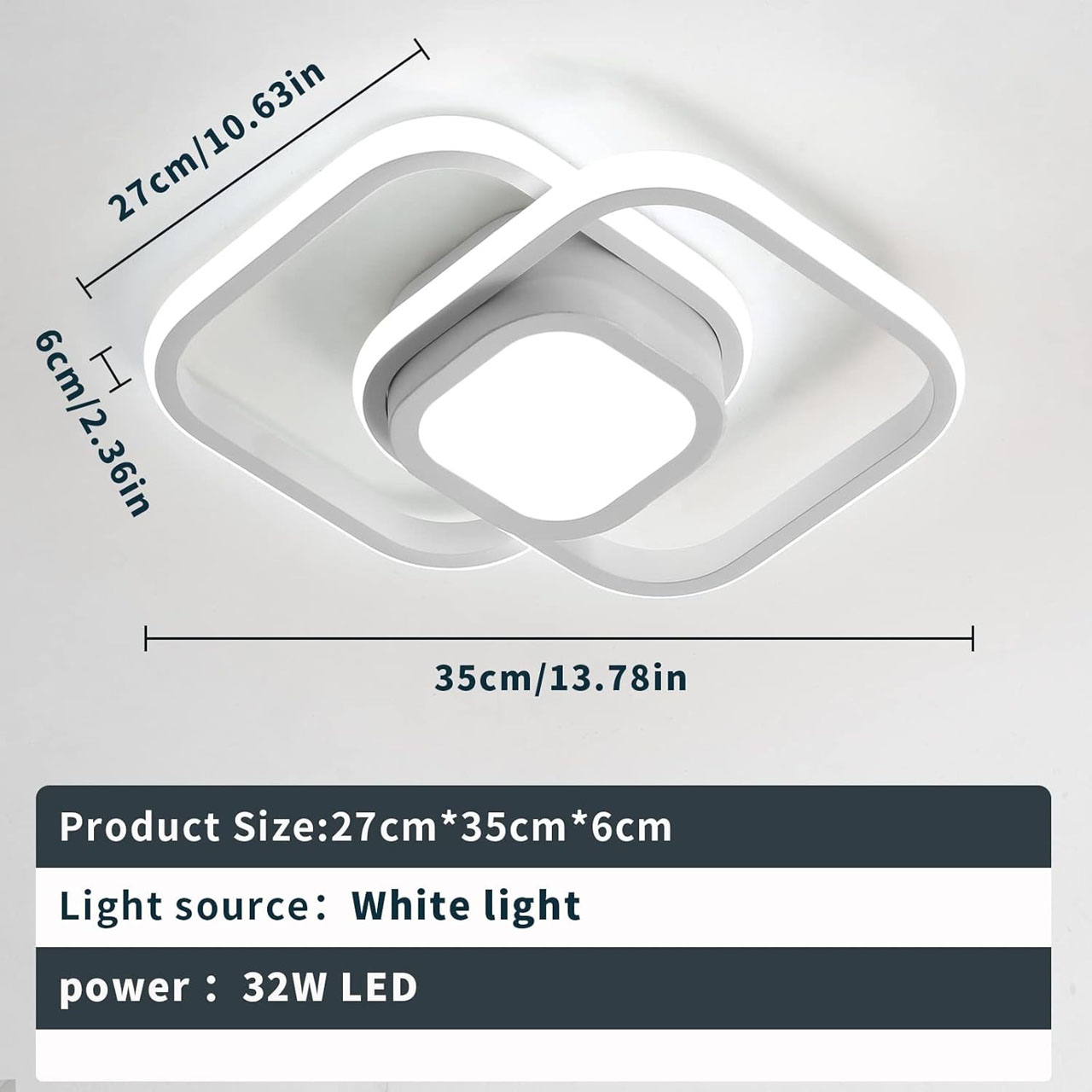Lustre LED LBZ-00581 04 Lustră LED cu 3 pătrate, 20W, lumină caldă/neutră/rece, albă