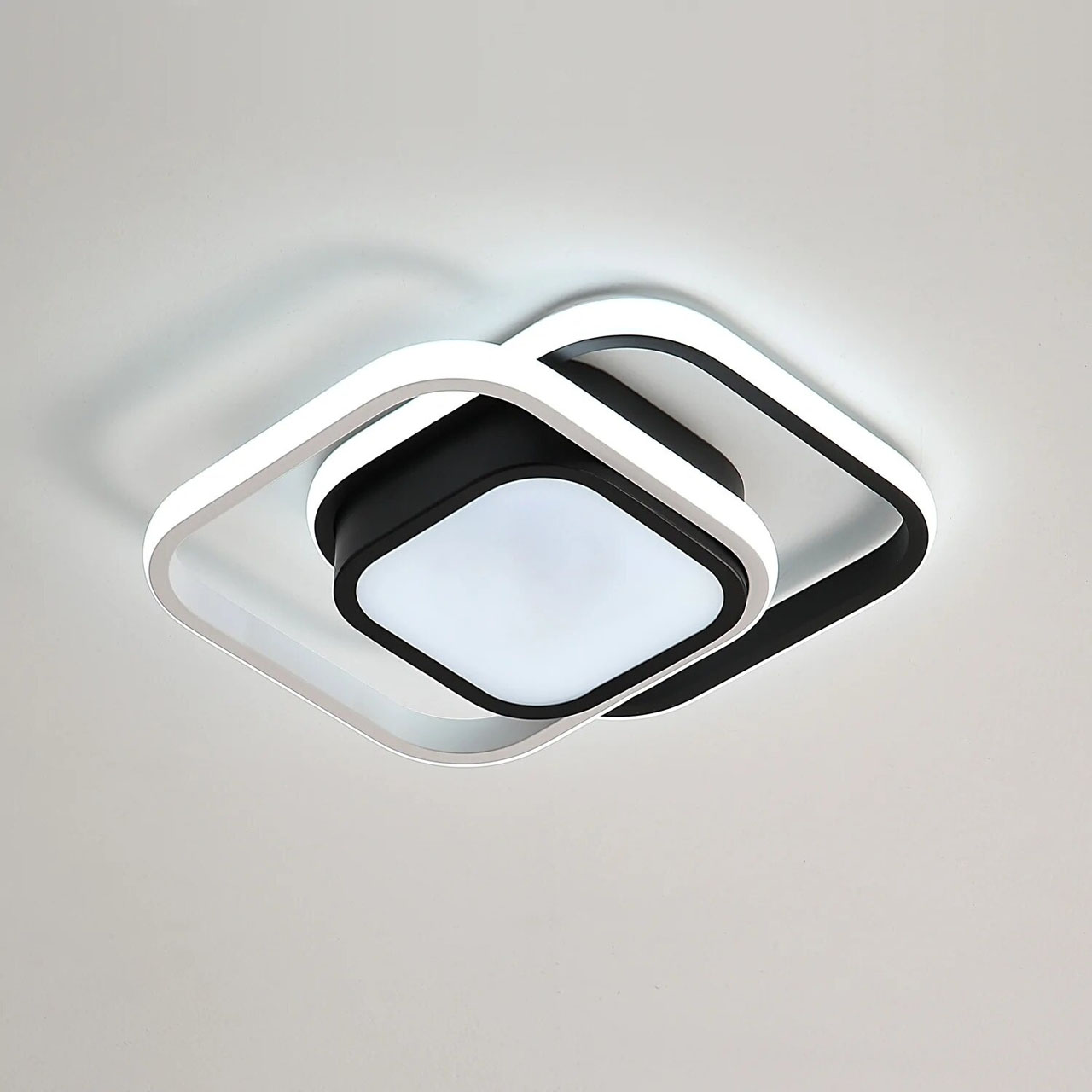 Lustre LED LBZ-00582 01 Lustră LED cu 3 pătrate, 20W, lumină caldă/neutră/rece, neagră