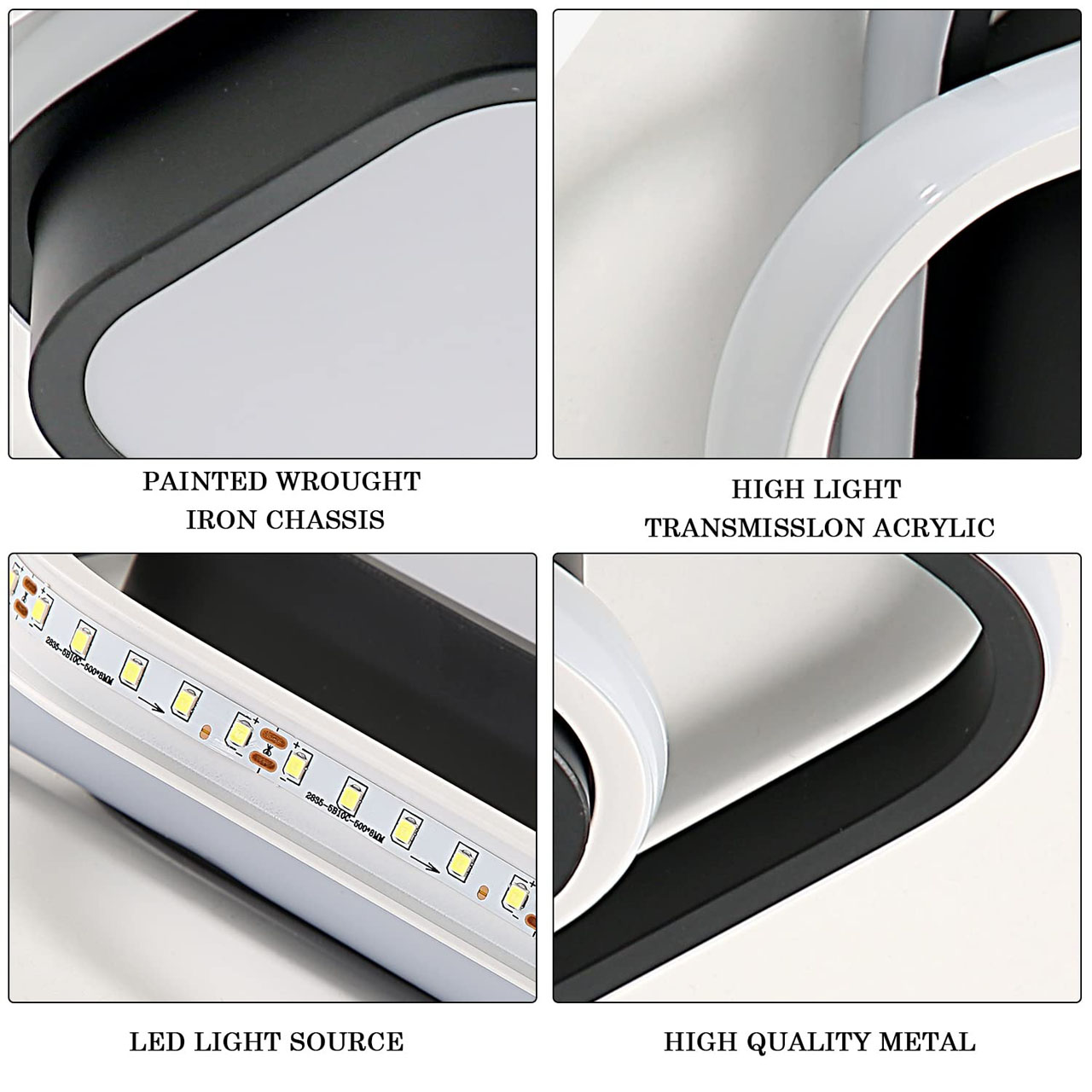 Lustre LED LBZ-00582 03 Lustră LED cu 3 pătrate, 20W, lumină caldă/neutră/rece, neagră
