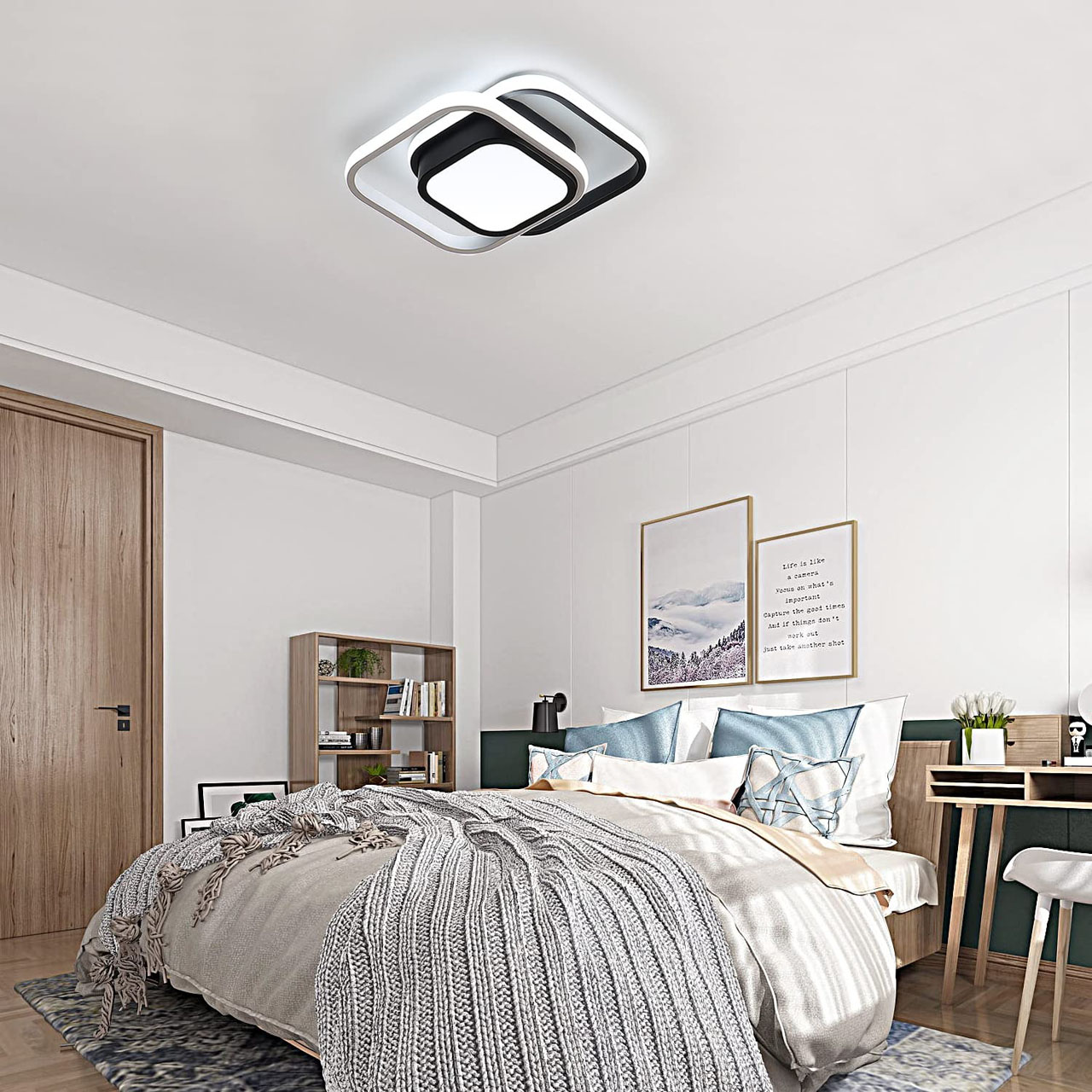 Lustre LED LBZ-00582 06 Lustră LED cu 3 pătrate, 20W, lumină caldă/neutră/rece, neagră