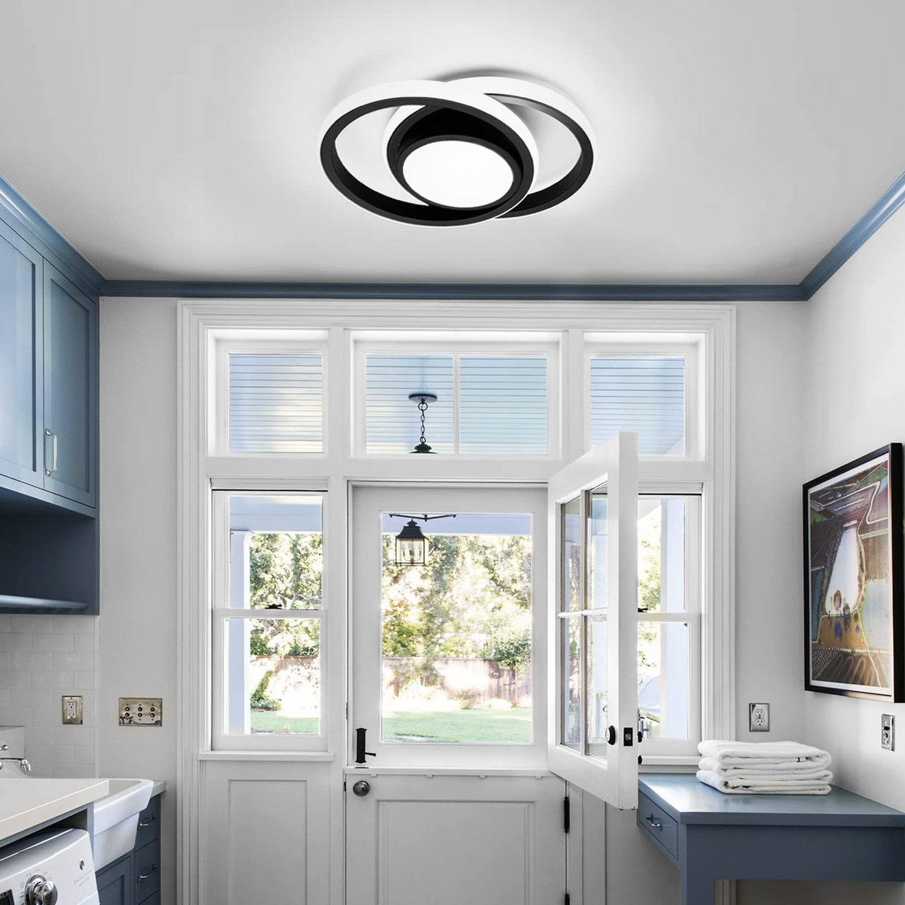 Lustre LED LBZ-00584 02 Lustră LED cu 3 cercuri, 20W, lumină caldă/neutră/rece, neagră