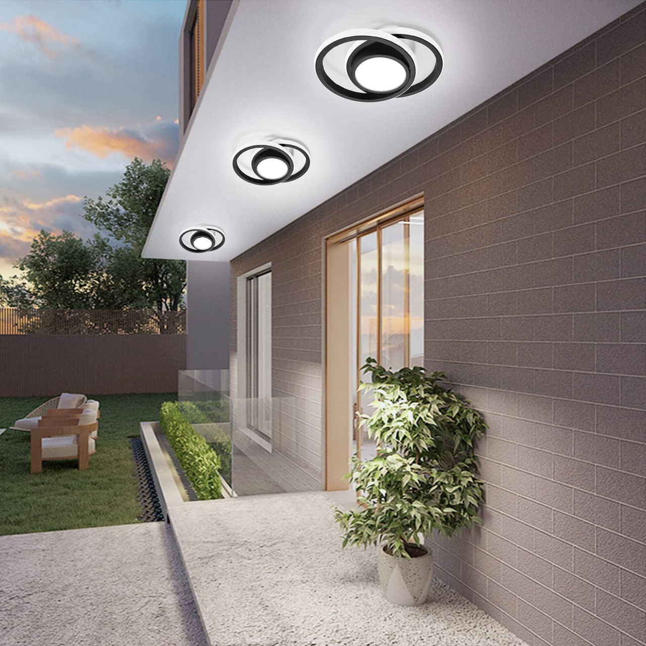 Lustre LED LBZ-00584 07 Lustră LED cu 3 cercuri, 20W, lumină caldă/neutră/rece, neagră
