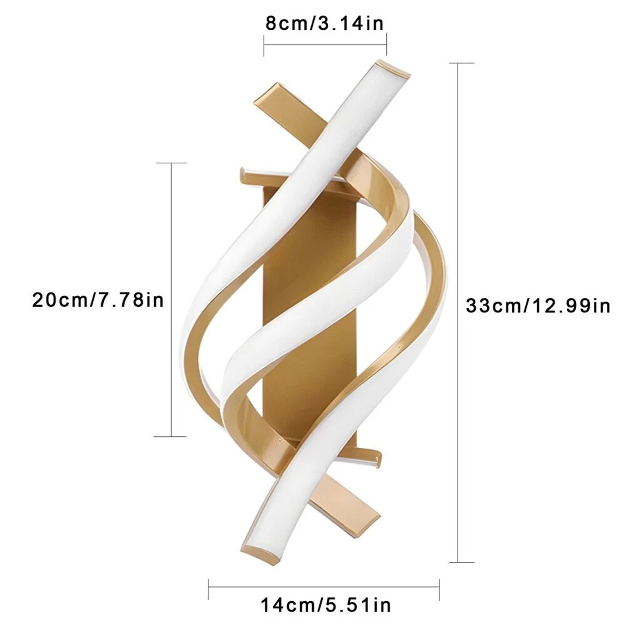 Aplică LED spirală 20W, aurie, 3 culori de lumină, caldă/neutră/rece