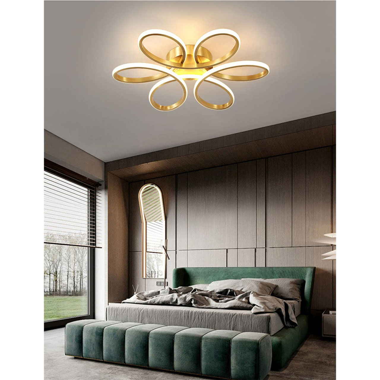 Lustre LED LBZ-00586 05 Lustră LED florală 32W, lumină caldă/neutră/rece, 31 cm, aurie