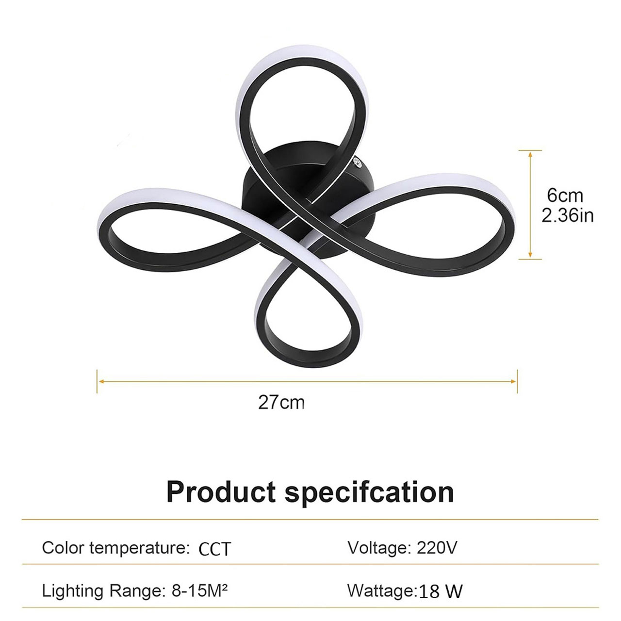 Lustră LED florală 20W, lumină caldă/neutră/rece, design modern, neagră
