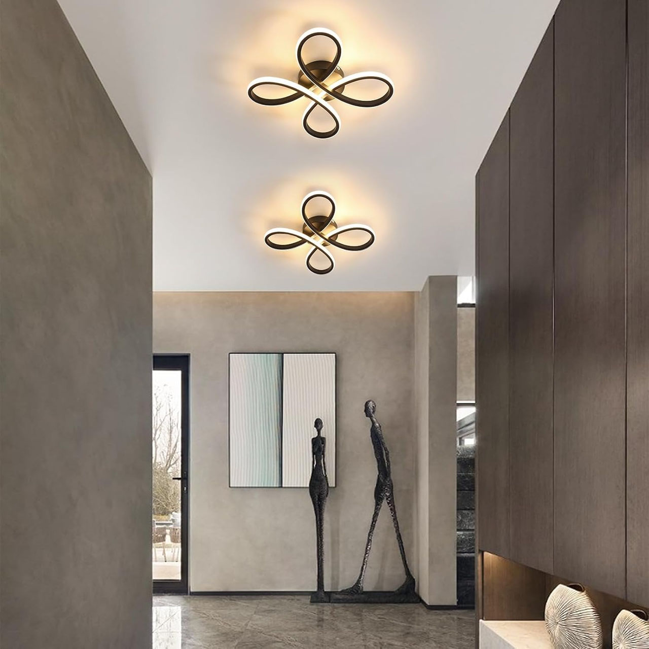 Lustră LED florală 20W, lumină caldă/neutră/rece, design modern, neagră
