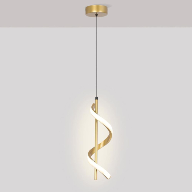 Lustre LED LBZ-00589 01 Pendul LED modern auriu, model spirala, 20W, lumina rece/neutra/calda, 180 cm