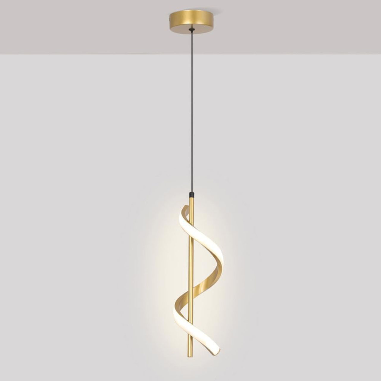 Lustre LED LBZ-00589 01 Pendul LED modern auriu, model spirala, 20W, lumina rece/neutra/calda, 180 cm