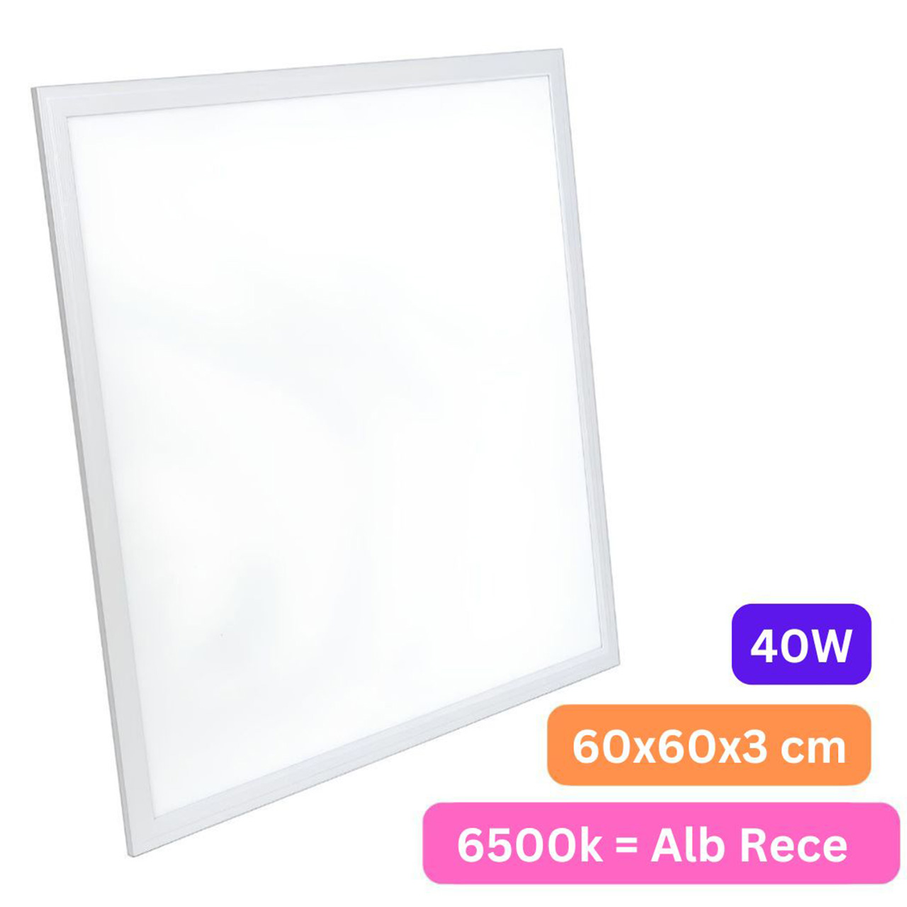 Panou-LED-LBZ-00311-01.jpg Panou LED 60x60 cm / 595x595 mm LEDIGANT®, 40W, 4800 lm, 120 lm/W, Driver LiFud, 6500K Alb Rece, Ramă Albă, Montaj Încastrat