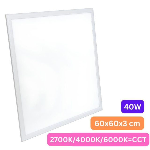 Panou-LED-LBZ-00313-01.jpg Panou LED 60x60 cm / 595x595 mm LEDIGANT®, 40W, 4800 lm, 120 lm/W, CCT 3000K/4000K/6000K, Driver LiFuD, Ramă Albă, Montaj Încastrat