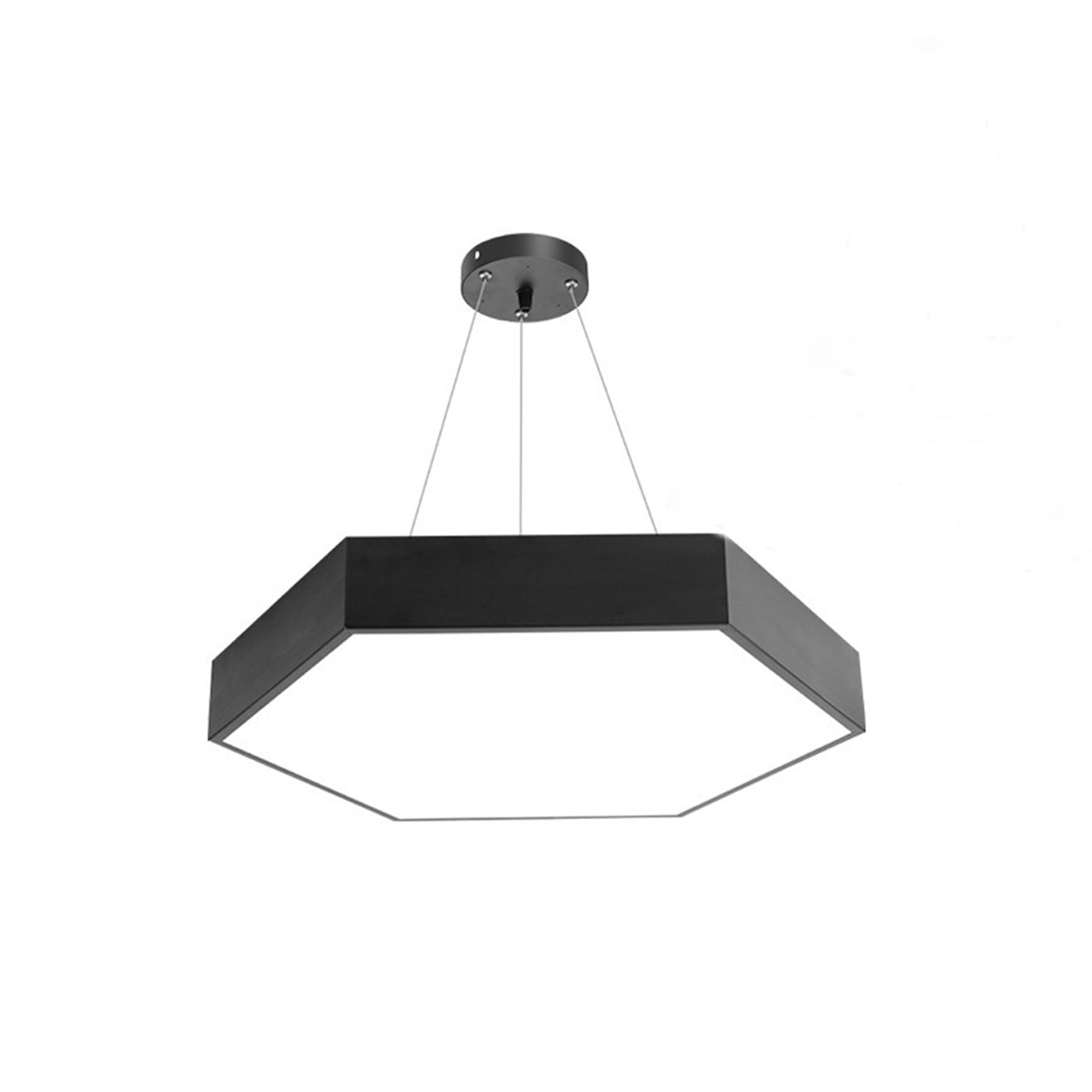 Plafoniera LED LBZ-00039 01 Plafonieră LED suspendată hexagonală plină 48W, 60 cm, lumină alb rece 6500K, neagră