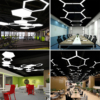 Plafoniera LED LBZ-00039 04 Plafonieră LED suspendată hexagonală plină 48W, 60 cm, lumină alb rece 6500K, neagră