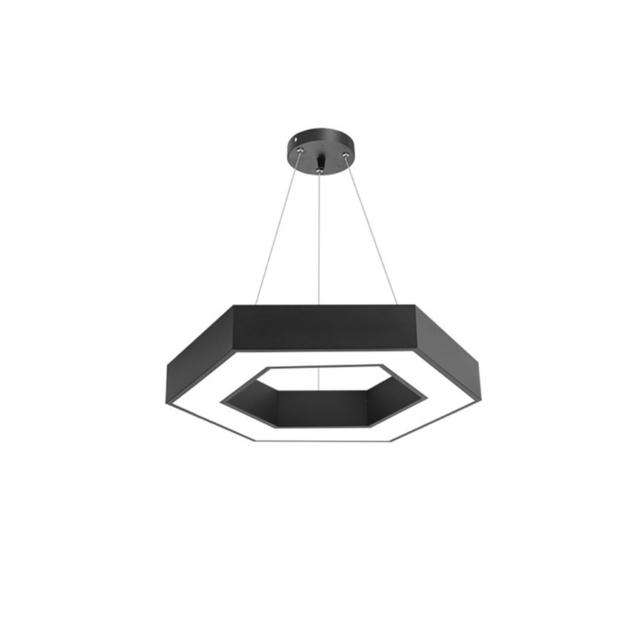 Plafoniera LED LBZ-00040 01 Plafonieră LED suspendată contur hexagonal 48W, 60 cm, lumină alb rece 6500K, neagră